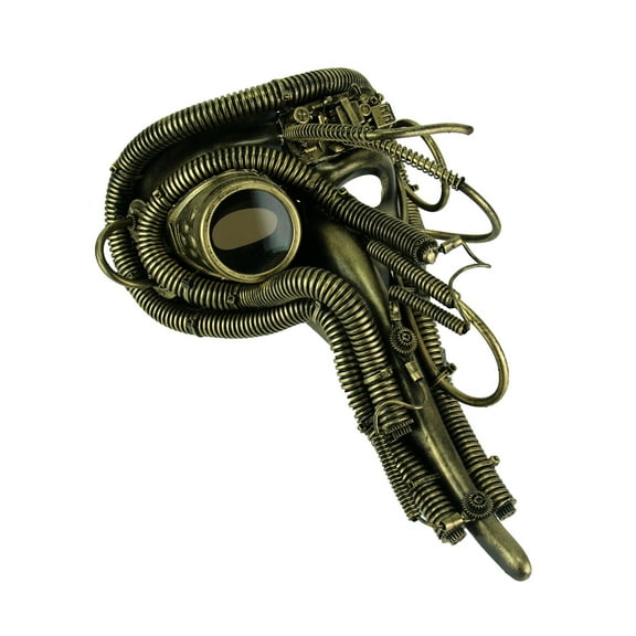 KBW Metallic Gold Long Nose Steampunk Adult Costume Mask