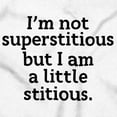 thumbnail image 2 of Funny I'm Not Superstitious Joke Womens Slim Fit Graphic Tee Brisco Brands S, 2 of 5