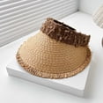 thumbnail image 4 of HONHUZH Summer Hats Womens Summer Wide Brim Visor Hat Ponytail Hole Foldable Sun Protection Cap, 4 of 5