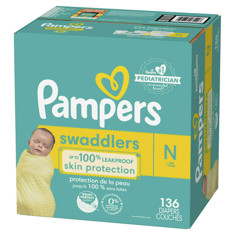 Pampers Swaddlers Diapers Size Newborn, 136 Count