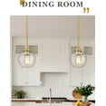 thumbnail image 3 of Brass Pendant Lights Kitchen Island 2 Pack, Farmhouse Gold Pendant Light with Clear Glass Globe Shade, Kitchen Island Lighting for Dining Room Entryway, AD-22280-1P2-GD-C, 3 of 7