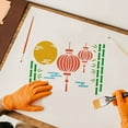 thumbnail image 5 of FINGERINSPIRE Bamboo Stencils 11.7x8.3 inch Plastic Lantern Drawing Painting Stencil Lantern Bamboo Moon Pattern Stencils Reusable Stencils for Painting on Wood, Floor, Wall and Tile Lantern & Bamboo, 5 of 7
