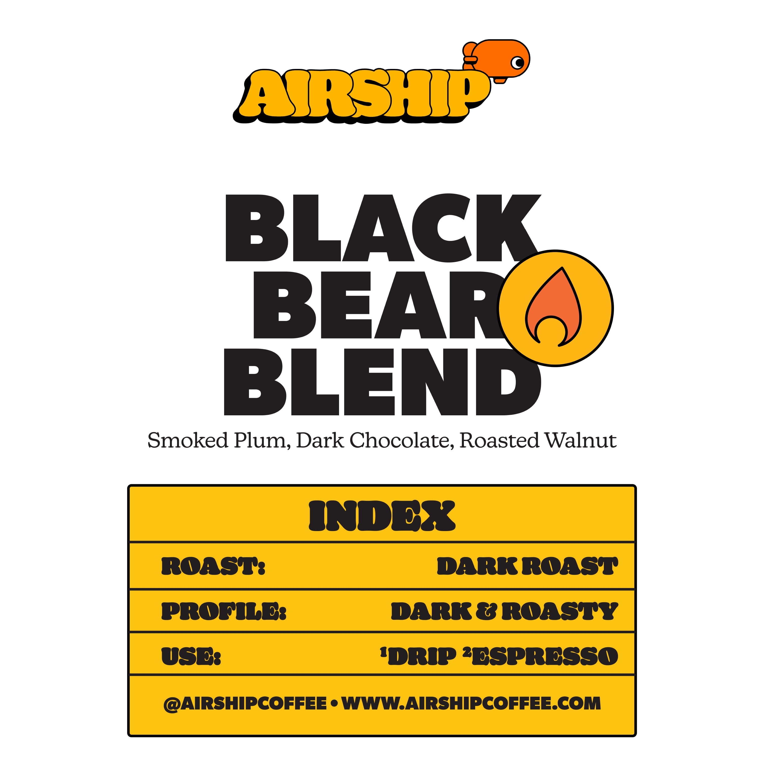 Airship Black Bear,  Specialty Coffee, Dark Roast, Whole Coffee Beans, 8.8 oz, Bentonville