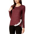 thumbnail image 1 of maison Jules Womens Lace Trim Knit Blouse, Red, Medium, 1 of 1