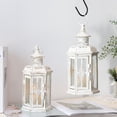 thumbnail image 6 of Set of 2 Medium Metal Candle Lantern, Decorative Outdoor Candle Lantern with Tempered Glass (White), 6 of 10