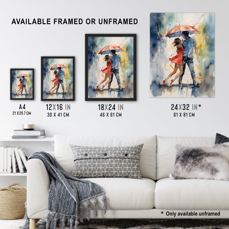 Dancing In The Rain Watercolour Romance Red Blue Painting Rhythm  display picture 1