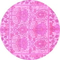 thumbnail image 1 of Ahgly Company Indoor Round Abstract Pink Modern Area Rugs, 3' Round, 1 of 4