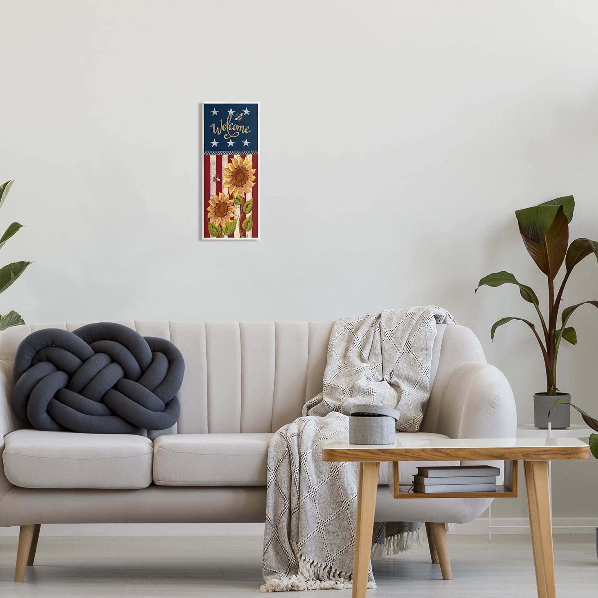 Stupell Americana Welcome Country Sunflowers Holiday Painting Wall Plaque Unframed Art Print Wall Art