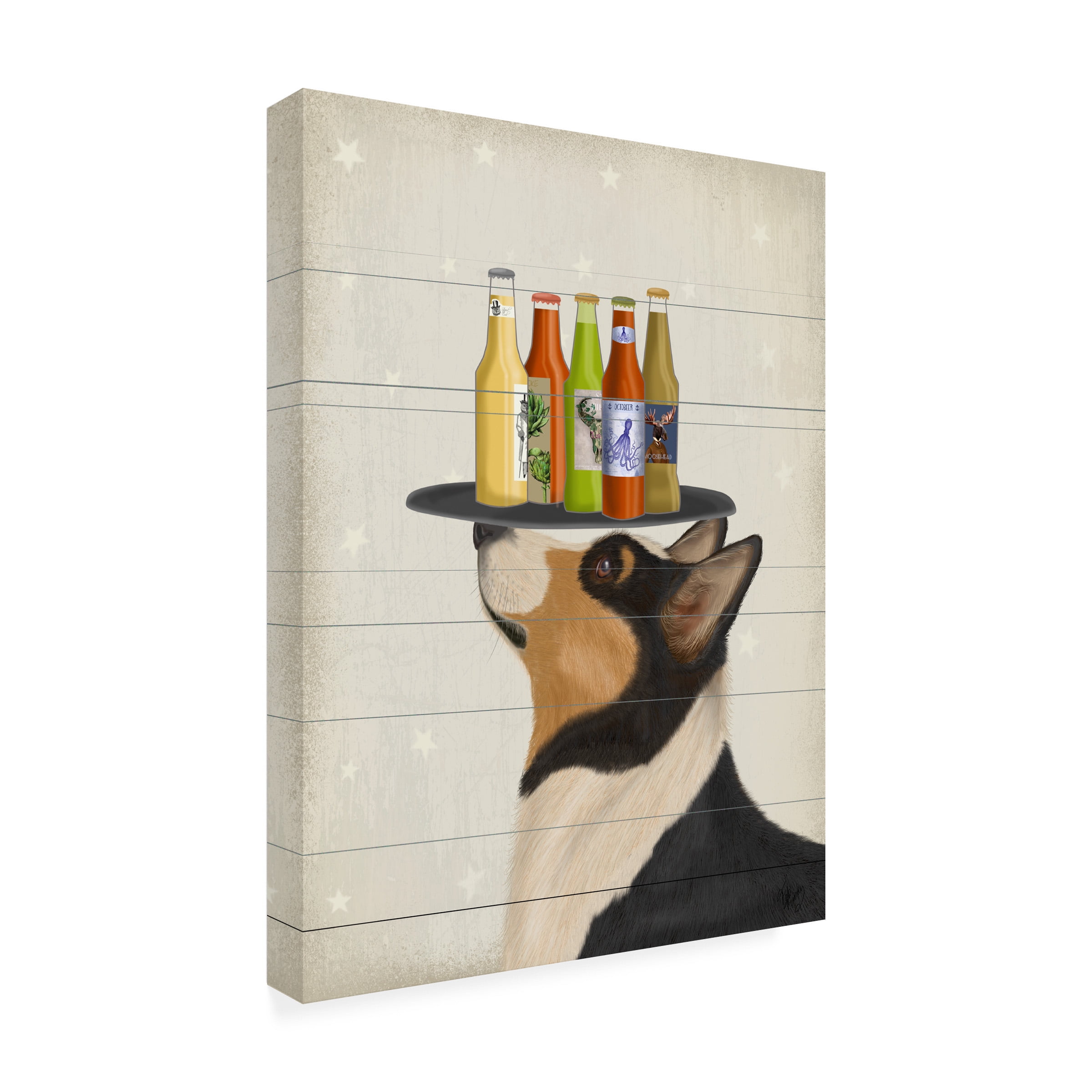 Fab Funky 'Corgi Tricolor Beer Lover' Canvas Art