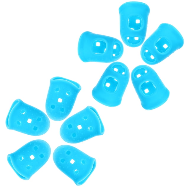 unbranded 10Ud Protectores De Punta De Dedo Para Guitarra Y Ukelele En Silicona Azul Ventilada