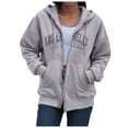 thumbnail image 7 of Godom Women Zip Up Hooded Sweatshirt Ladies Letter Print Long Sleeve Casual Loose Lightweight Jacket wih Pockets, 7 of 7