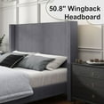 thumbnail image 5 of VanAcc Queen Size Upholstered Platform Bed Frame, Wingback Bed with 50.8" Headboard, Corduroy, 5 of 7