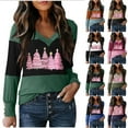 thumbnail image 4 of Christmas Tee Women V Neck Pullover Santa Claus Graphic Sweatshirt Color Block Shirts Christmas Tree Blouses Clothing Festival Outfits Trendy Casual Tops, 4 of 4