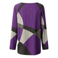 thumbnail image 5 of Long Sleeve Shirts for Women Dressy Casual Crew Neck Hem Flowy Tops Color Block Geometry Printed Oversized Loose Tunic Shirts Graphic Tees for Spring Fall #B06-Orange S, 5 of 5