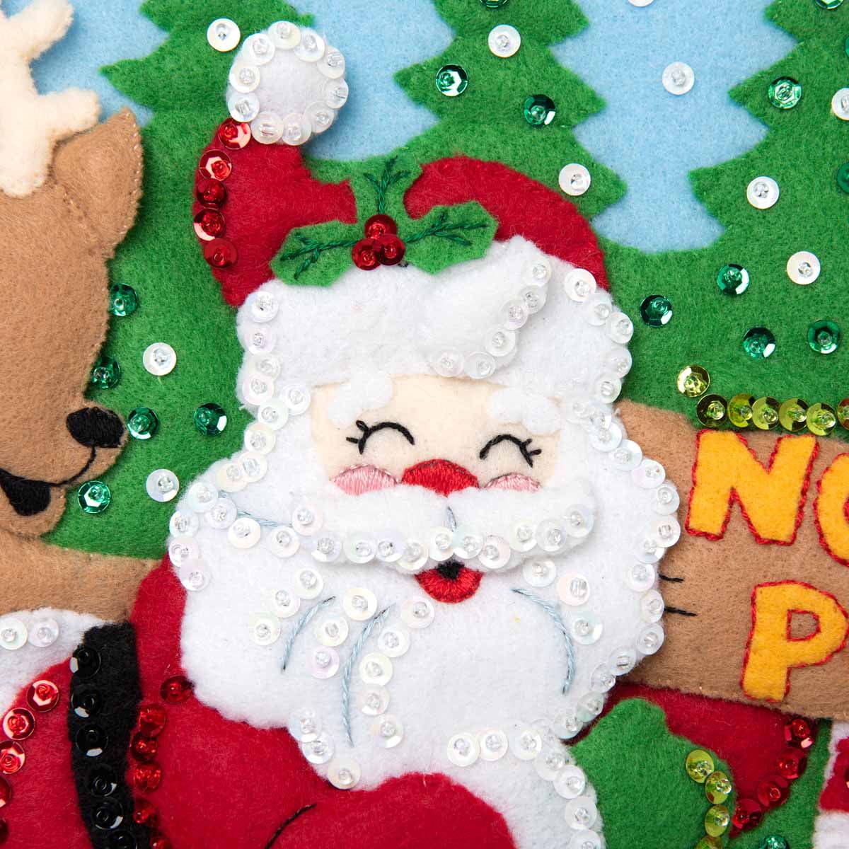 Bucilla Felt Applique DIY Holiday Stocking Kit, 18", North Pole Santa