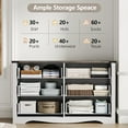 thumbnail image 5 of Farmhouse 6 Drawers Double Dresser for Bedroom, Modern White Dresser Chest of Drawers, Wide Dressers Organizer, Accent Storage Cabinet for Closet, Living Room, Hallway, Antique White, 5 of 6