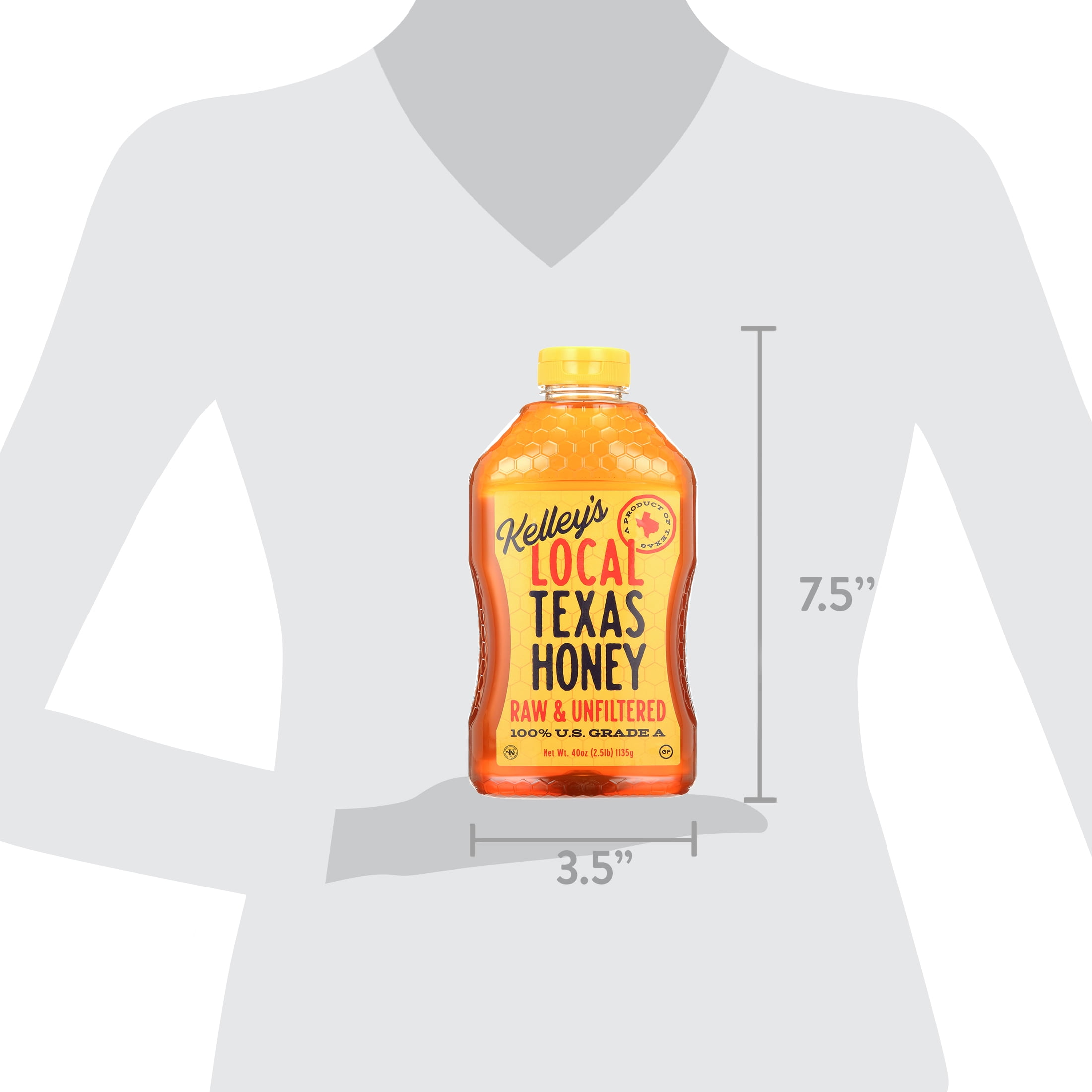 (3 pack) Kelley Honey Farms Raw and Unfiltered Honey, Pure, 40 oz Squeeze Bottle