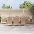 thumbnail image 1 of vidaXL 9 Piece Garden Dining Set with Cushions Beige Poly Rattan, 1 of 5