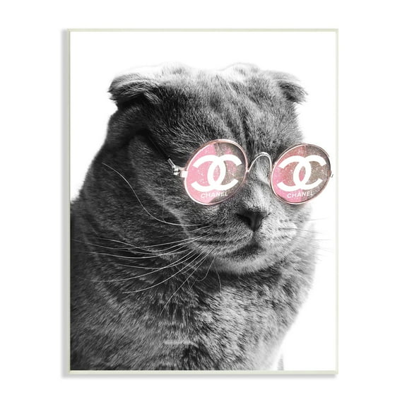Stupell Industries Trendy Cat Wearing Glam Fashion Pink Sunglasses Graphic Art Unframed Art Print Wall Art, Design by Ziwei Li