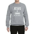 thumbnail image 2 of Wild Bobby Jesus Is Coming Are You Ready? Inspirational/Christian Unisex Crewneck Graphic Sweatshirt, Heather Grey, Large, 2 of 5