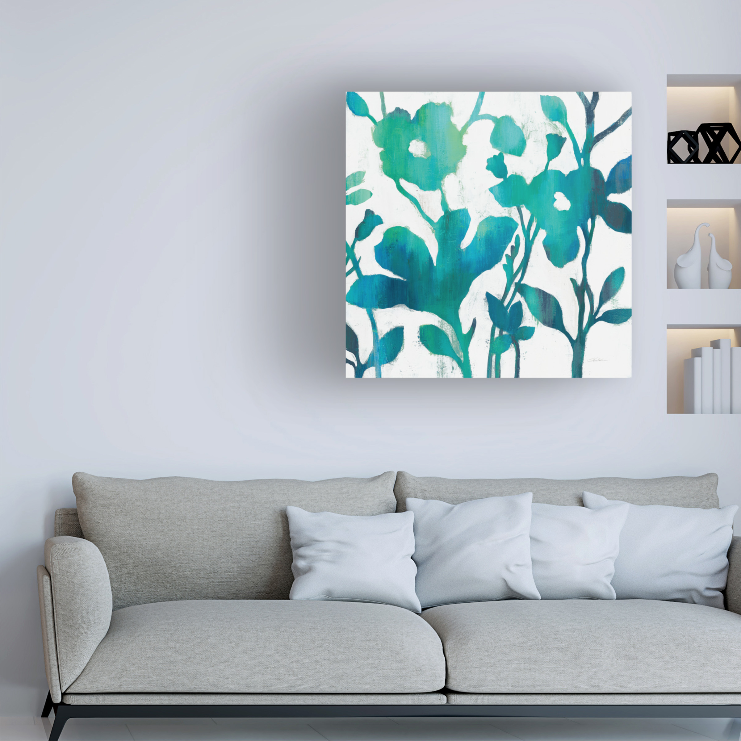 Trademark Fine Art 'Teal Trio V on White' Canvas Art by Silvia Vassileva