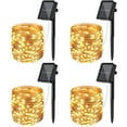 thumbnail image 1 of Juego de 4 luces solares para exteriores, 12 m, 120 LED, impermeables, con 8 modos de iluminación para jardín, patio, casa, Navidad, boda, fiesta, blanco cálido., 1 of 2
