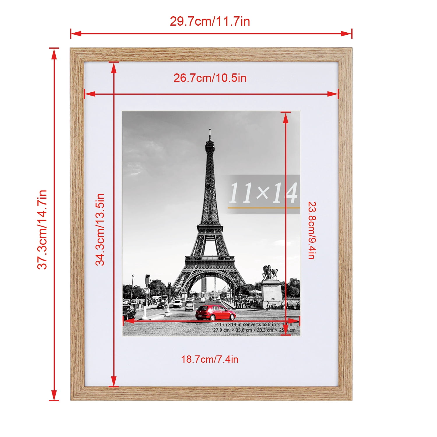 Scholartree 5-Pack Picture Frames, 8x10 with Mat & 11x14 Without Mat, Shatter-Safe Wall Gallery Set,Brown