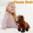 thumbnail image 4 of Wizlet Electric Walking Horse Plush Toy Interactive Stuffed Horse with Sound & Movement Soft Cartoon Animal Pet, Cuddly Robots Pet for Birthday Xmas Christmas Best Gifts (Coffee), 4 of 5
