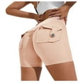 thumbnail image 2 of AXXD Yoga Shorts With Pockets,Yoga Shorts With Pockets for Women,Women Athletic Yoga Casual Stetch Shorts,Solid,High Waist Rise,Butt Lifting,PocketPink,L (US:8), 2 of 3