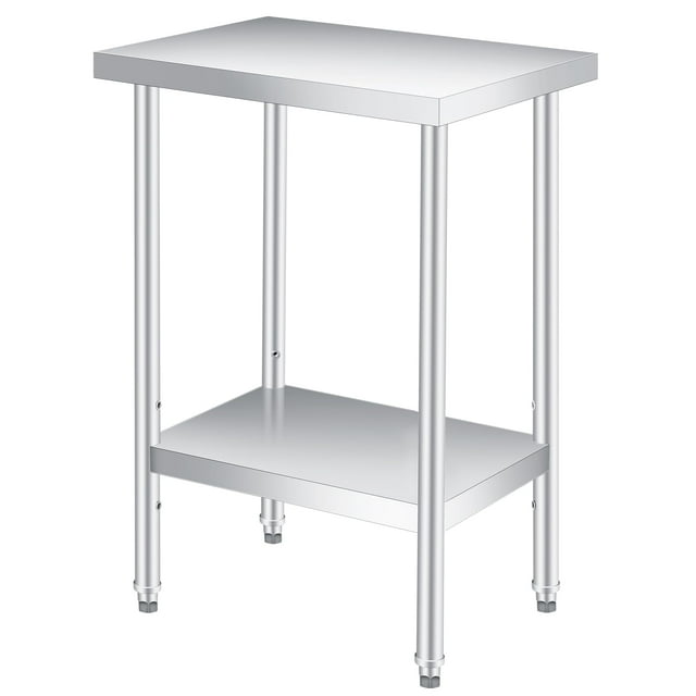 Table de Préparation en Acier Inoxydable 12 Pouces x 24 Pouces avec Tablette Inférieure Réglable, Table de Cuisine Commerciale Robuste, pour Restaurants, Maison, Extérieur