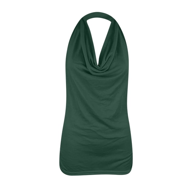 Qucoqpe - Camisetas de tirantes para mujer, informales, lisas, con cuello halter y espalda descubierta, básicas de verano, en liquidación