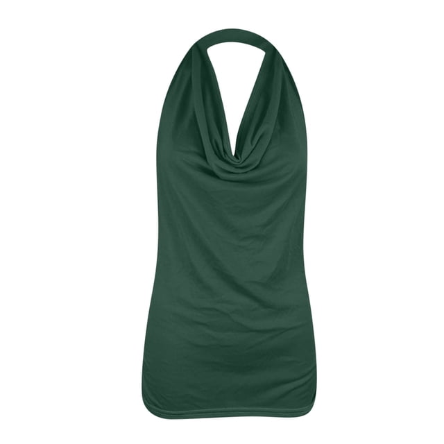 Qucoqpe - Camisetas de tirantes para mujer, informales, lisas, con cuello halter y espalda descubierta, básicas de verano, en liquidación