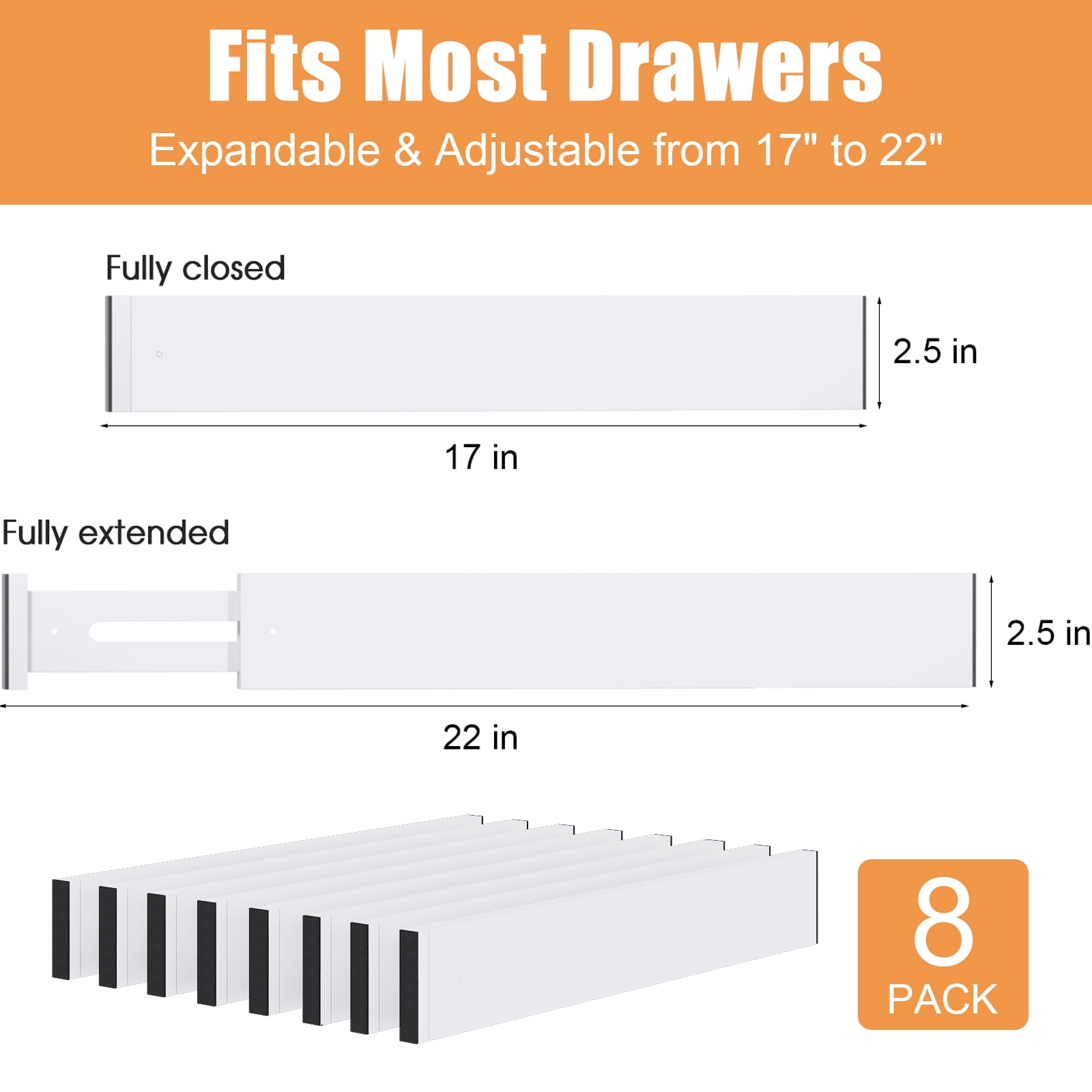 Bamboo Drawer Dividers,17-22" Adjustable Kitchen Drawer Organizer for Clothes,4 Pack Expandable Drawer Organization Separators for Bedroom,Bathroom,Dresser and Office