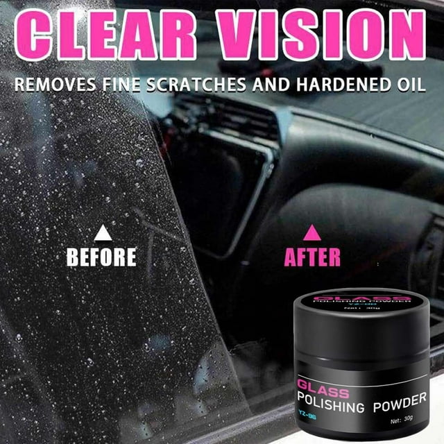 Hxlamzoo Auto Glass Polishing Powder Glass Repair Powder Auto Oil Film Cleaner High Performance Windshield Scratch Removal Powder 30g