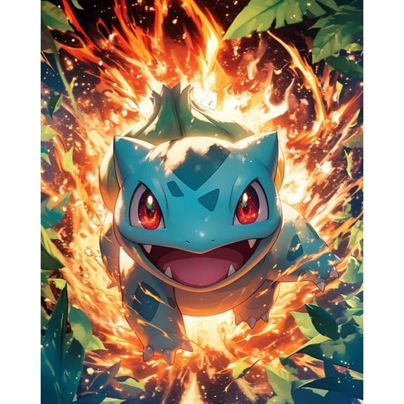 Bulbasaur Diamond Painting Kits for Adults,5D Diamond Painting Full Drill Round Rhinestone Diamond Art Kits,DIY Elf Diamond Dots Arts Craft for Home Wall Decor 12x16 inch