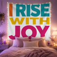 thumbnail image 2 of I Rise With Joy Message on Color Blocks, Inspirational Retro Style for Rainbow Decor Lovers, Positive Wall Decor, Friendship Gift, Tapestry Wall Hanging for Bedroom and Dorm, 2 of 7