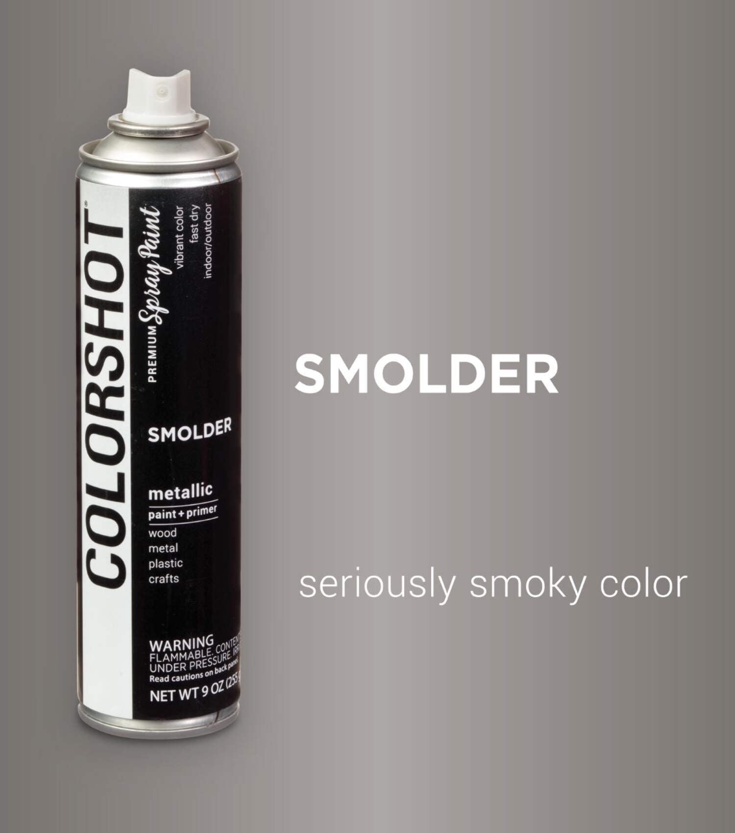 COLORSHOT Metallic Spray Paint, Smolder (Black) 9 oz. 4 Pack, Fast-Drying Acrylic Paint, Indoor & Outdoor Use