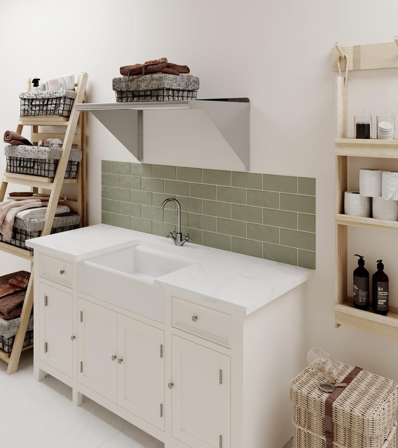 Springg 18 in. x 30 in. Stainless Steel Wall Shelf | NSF | Metal Shelving | Garage, Laundry, Storage, Utility Room | Restaurant, Commercial Kitchen