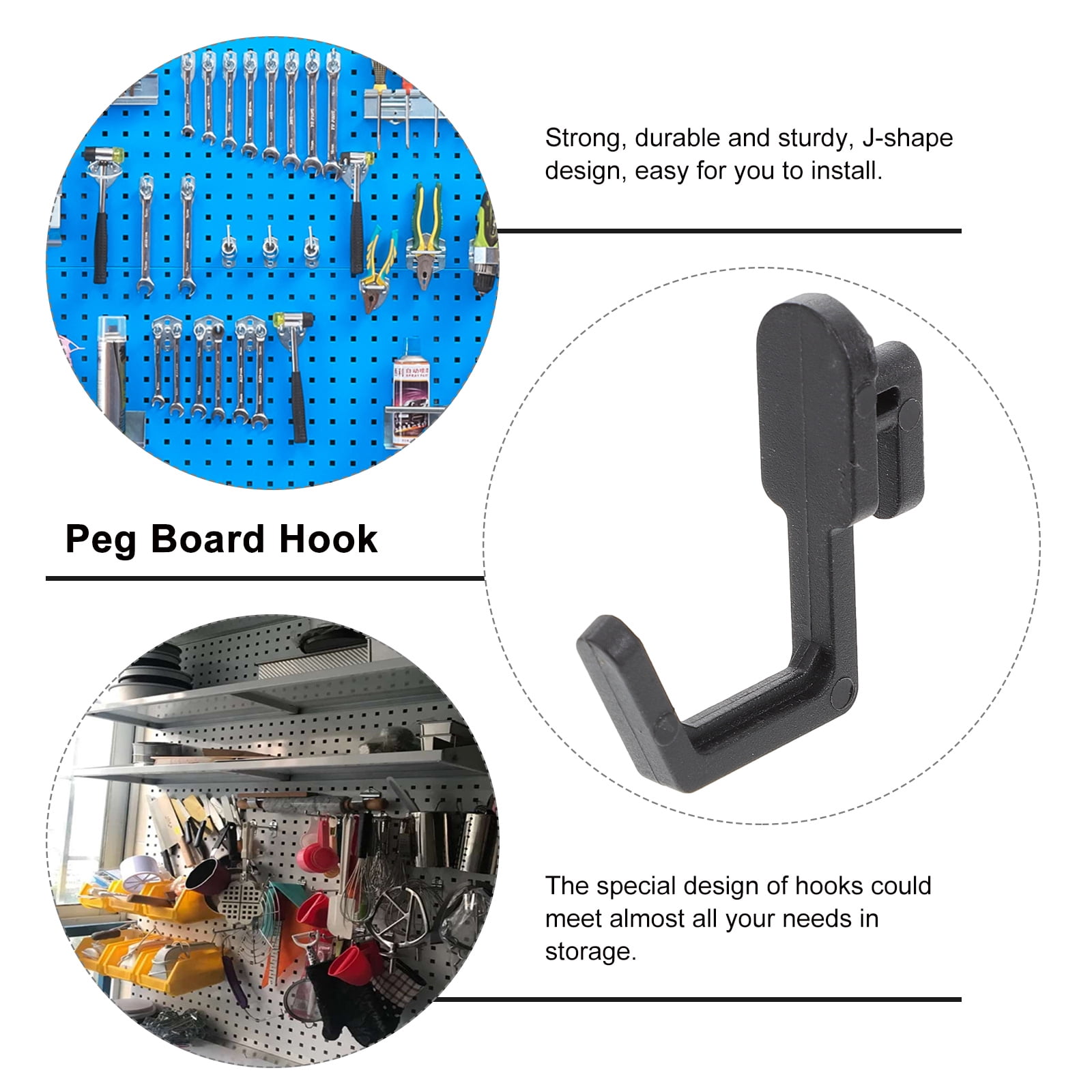 FRCOLOR 100 pcs Storage Hook Replacement J Shape Peg Hook for Peg Board Organizer Tool