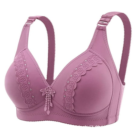 

REORIAFEE Women s Bra Bralette Everyday Bra Sexy Middle Without Steel Ring Comfortable Shoulder Strap Accessories Bras Purple L
