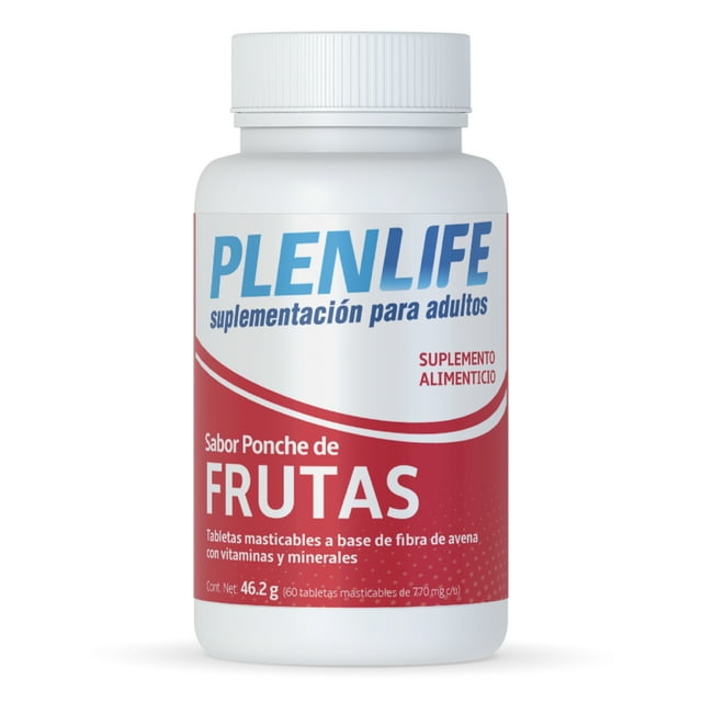 PLENLIFE - Multivitamínico en Tabletas Masticables para Hombres y Mujeres PONCHE DE FRUTAS - Suplemento Alimenticio de Vitaminas y Minerales sabor Ponche de Frutas - Frasco con 60 Tabletas / 46 g