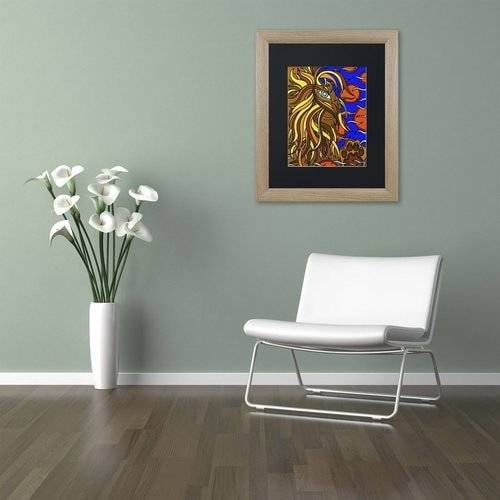 Trademark Fine Art "Lester the Lion Alive" Canvas Art by Kathy G. Ahrens, Black Matte, Birch Frame