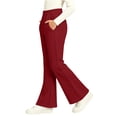 thumbnail image 5 of Spazoro Girls Flare Pants with Pockets, Solid Color Warm Stretchy Loose Fit Flare Leg Elastic Waist Casual Trousers for Daily Wear Red Size 6, 5 of 8