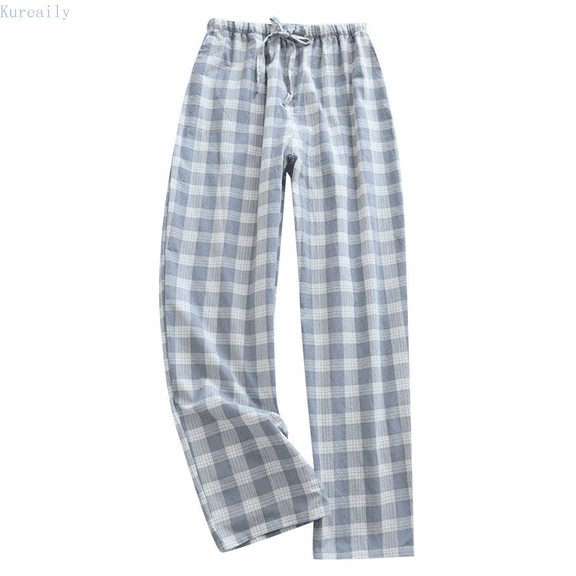 Kureaily Mens Home Clothes Home Pants Washable Cotton Pajamas Pants Pure Cotton Thin Japanese Plaid Home Pants In Spring And Autumn And Summer Loose Home Plus Size Mens Pajamas Set Shorts