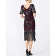 thumbnail image 6 of Fringe Flapper Outfit 1920S Sequined Short Sleeve Tassel Hem Long Dresses, 6 of 6