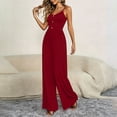 thumbnail image 6 of gakvbuo Summer Jumpsuits Overalls Romper Playsuit Suspender Trousers for Women's Fashion Solid Color Sling Shoulder Straps Are Adjustable Button Wide-Leg Pants Jumpsuit, 6 of 6