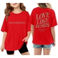 thumbnail image 1 of Zhuashum T-Shirts pour Filles Col Rond Coupe Ample Tee Manches Courtes Blouse Graphique Rétro Vêtements Ado Rouge 11-12 Ans, 1 of 8