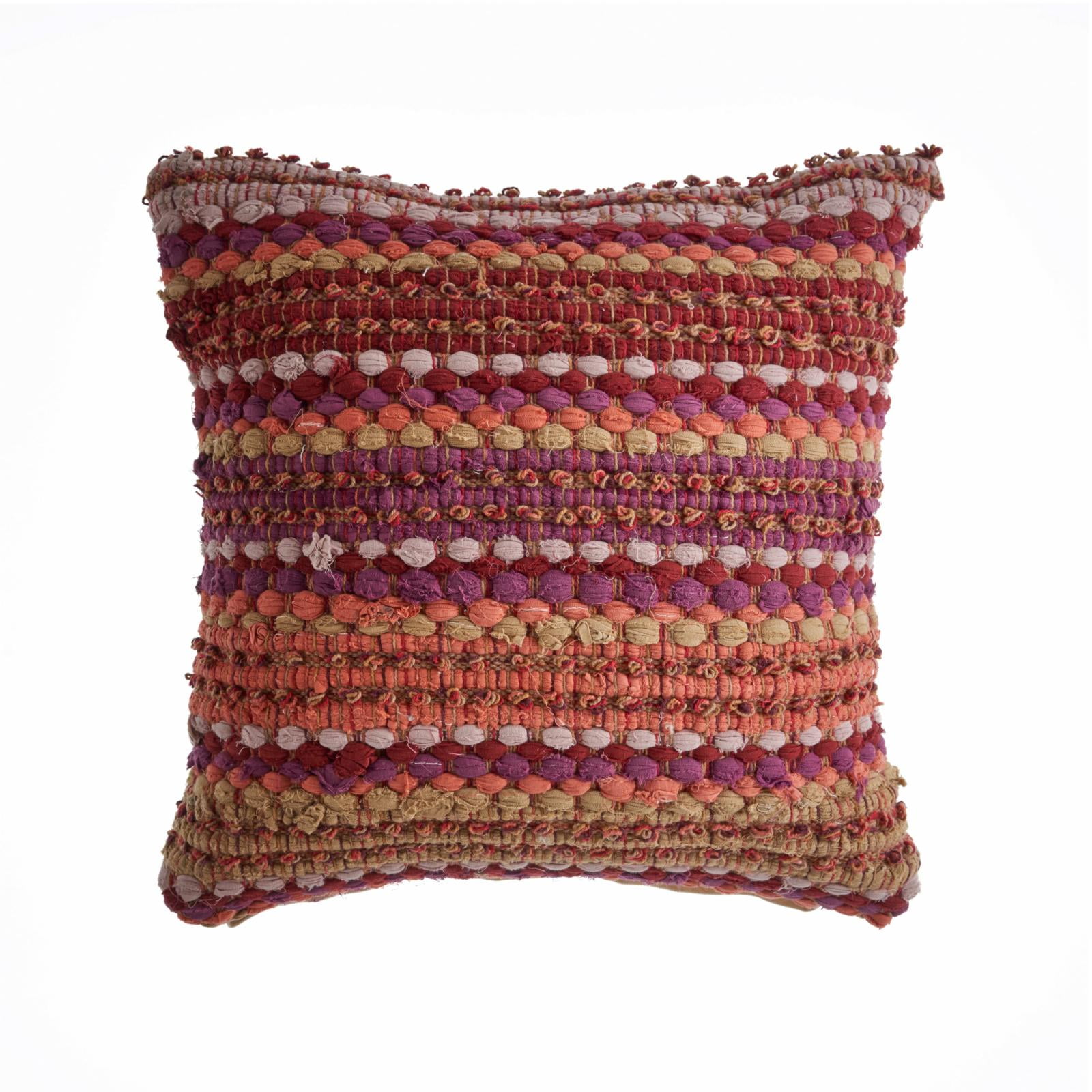 LR Home Drew 18" x 18" Beige/Brown Striped Cotton Blend Adult Decorative Throw Pillow