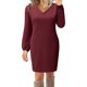 thumbnail image 1 of Vestido de verano para mujer, playa, mujer, manga larga, cuello en V, cintura informal, vestido de camiseta. Fridja NMB3722, 1 of 5