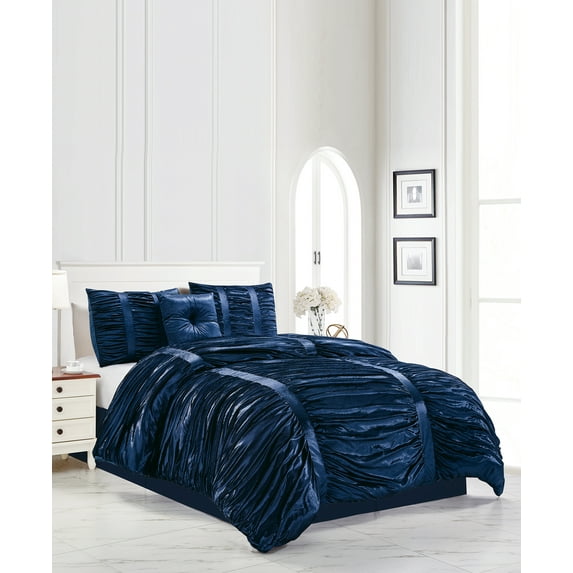 Manhattan Heights Ruched Velvet 4pcs. Comforter Set
